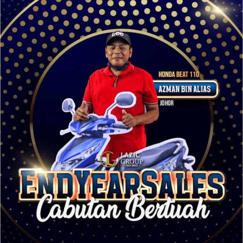 Honda Beat 110 motorcycle owner promo image for End Year Sales event.
